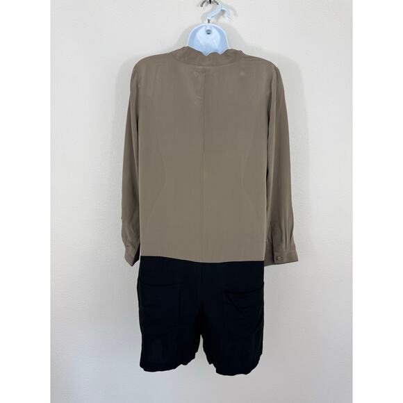 Madewell Broadway & Broome Silk Colorblock Long Sleeve Romper NWT Size Small - Picture 2 of 8